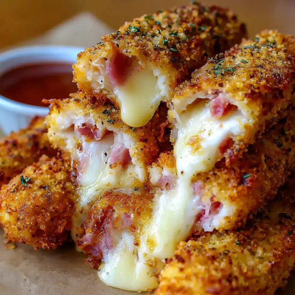 Baked Chicken Ham Cheese Mozzarella Sticks