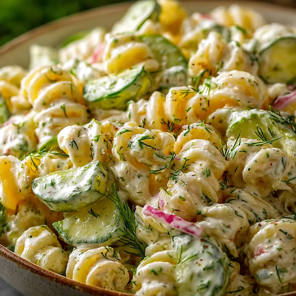 Dill Pickle Pasta Salad with a Delicious Homemade Dill Dressing
