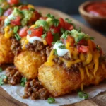 Cheeseburger Stuffed Tater Tot Cones