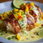 Mango Habanero Stuffed Chicken with Lime Cream Sauce