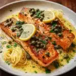Lemon-Caper Salmon Piccata with Garlic-Butter Sauce 🍋🧄