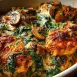 Cowboy Chicken, Spinach, and Mushroom Bake