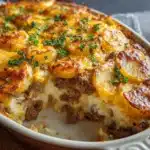 Creamy Beef & Potato Cheesy Bake