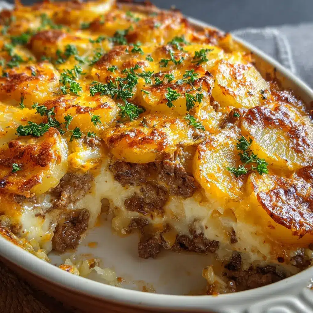 Creamy Beef & Potato Cheesy Bake