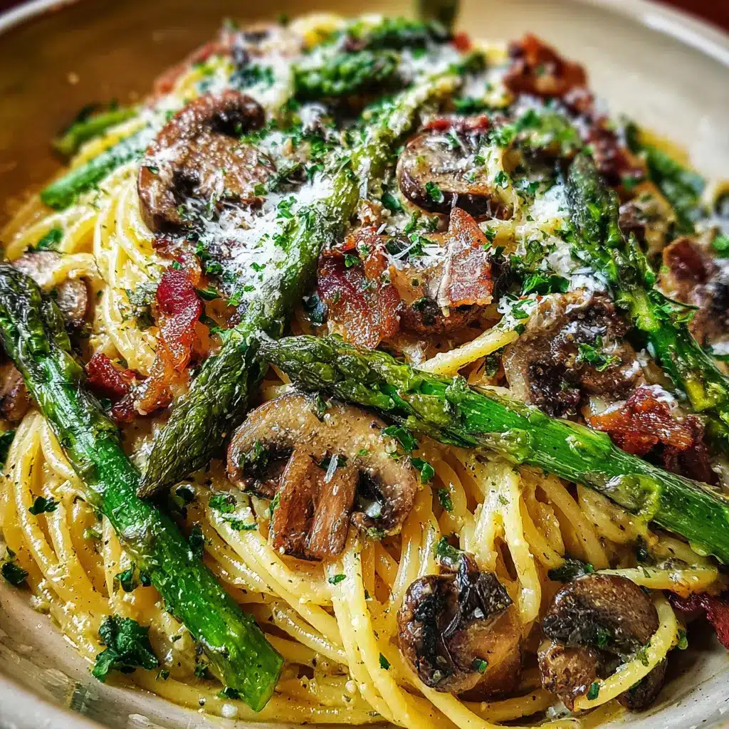 Roasted Asparagus and Mushroom Carbonara