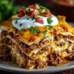 Cheesy Tex-Mex Layered Beef Tortilla Bake