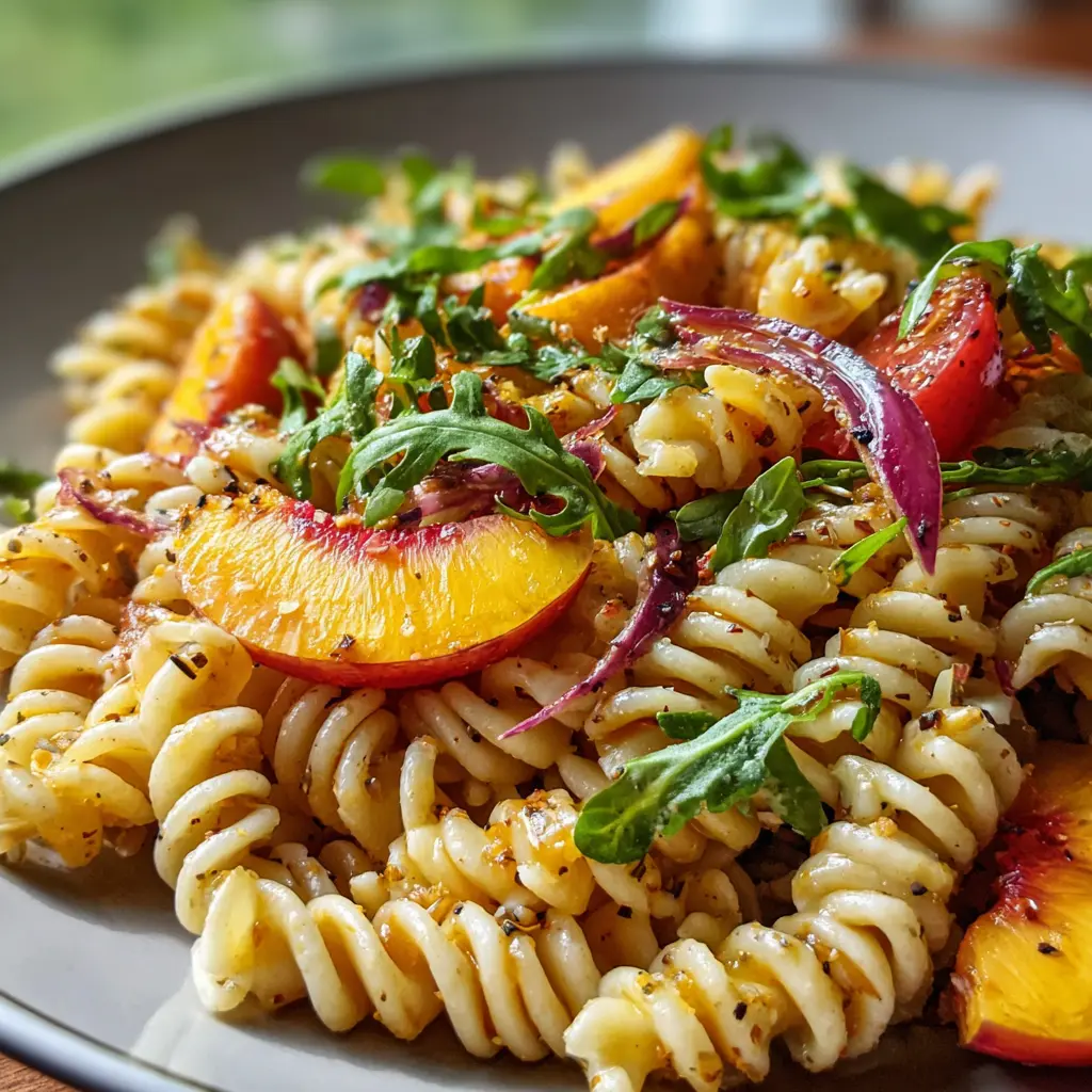 Hot Honey Peach Pasta Salad