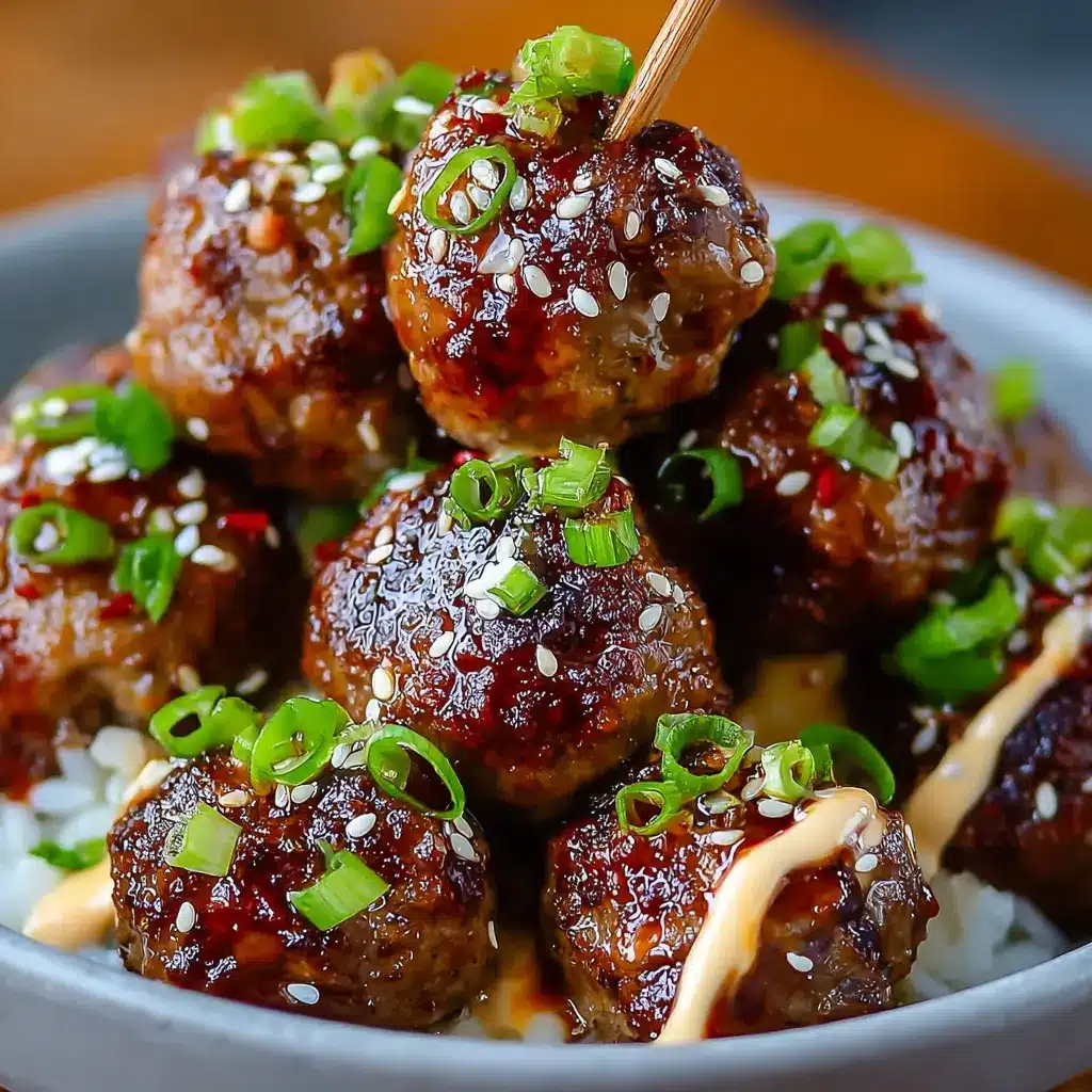 Sticky Korean Glazed Meatballs with Spicy Mayo