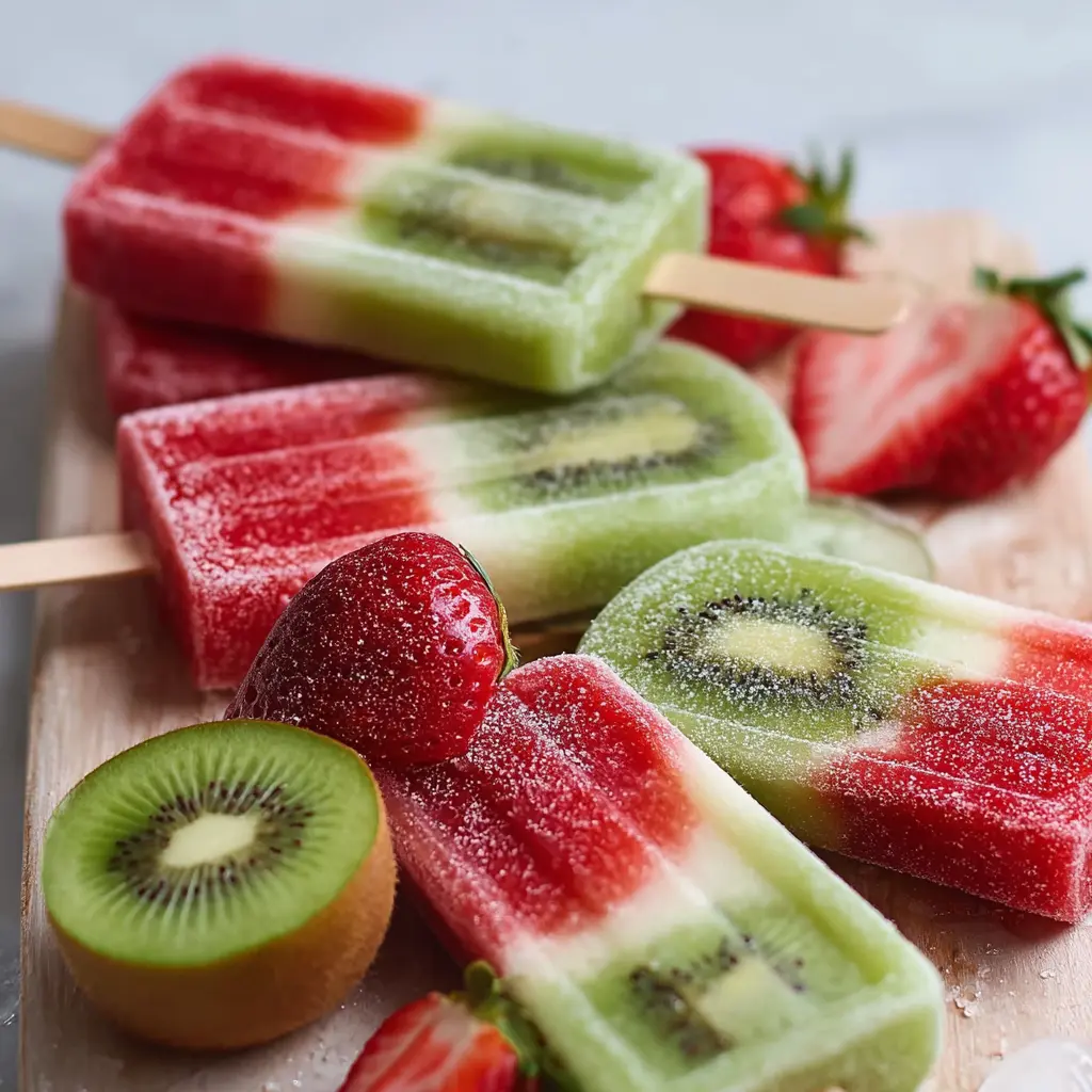 Cool Kiwi Strawberry Popsicles