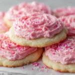 Pink Velvet Sugar Cookies with Ermine Frosting