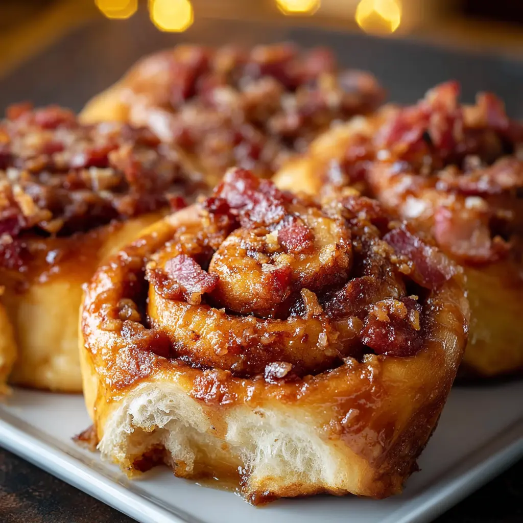 Turkey Bacon Maple Cinnamon Rolls