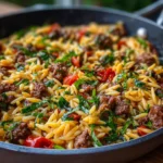 Ground Beef and Orzo Skillet