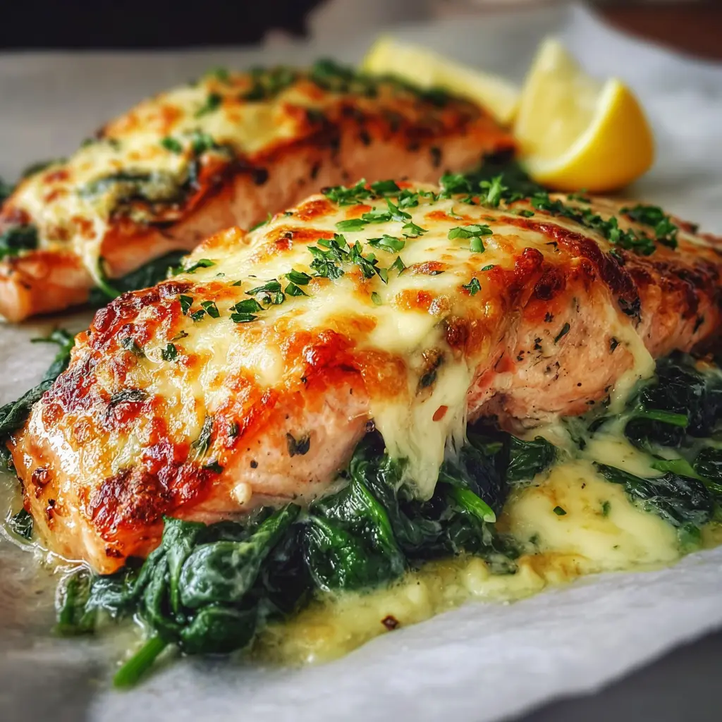 Baked Salmon with Spinach & Mozzarella