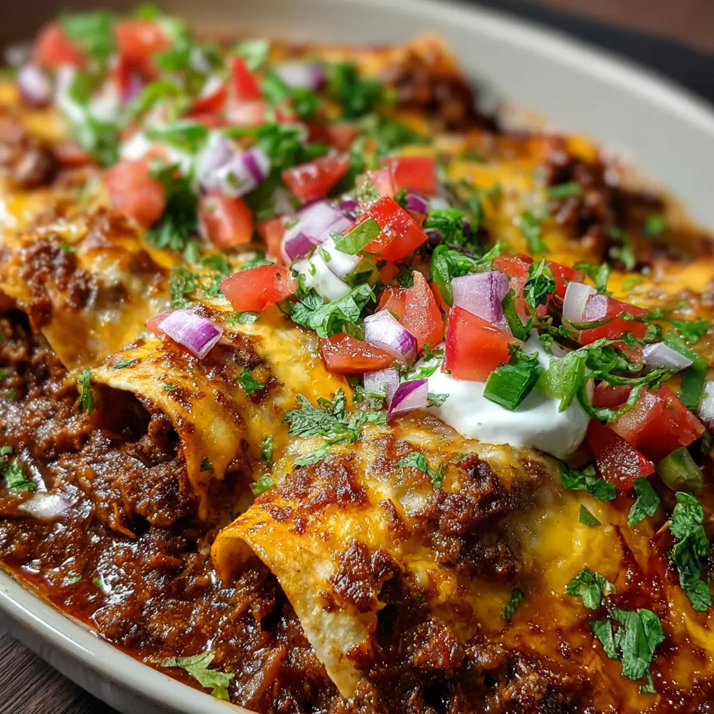 Loaded Beef Enchilada Platter (Cheesy & Smothered)