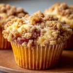 Buttery Rhubarb Streusel Muffins