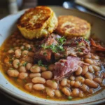 Great Northern Beans with Smoked Turkey Necks + Hoecakes