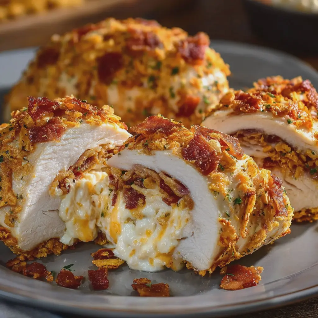 Cream Cheese and Turkey Bacon Stuffed Doritos Chicken