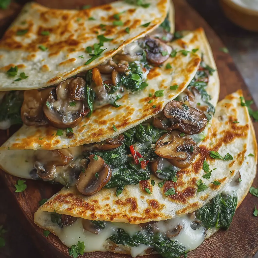 Baked Spinach Mushroom Quesadillas