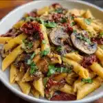 Sun-Dried Tomato & Mushroom Pasta in Garlic Basil Sauce (Meatless)