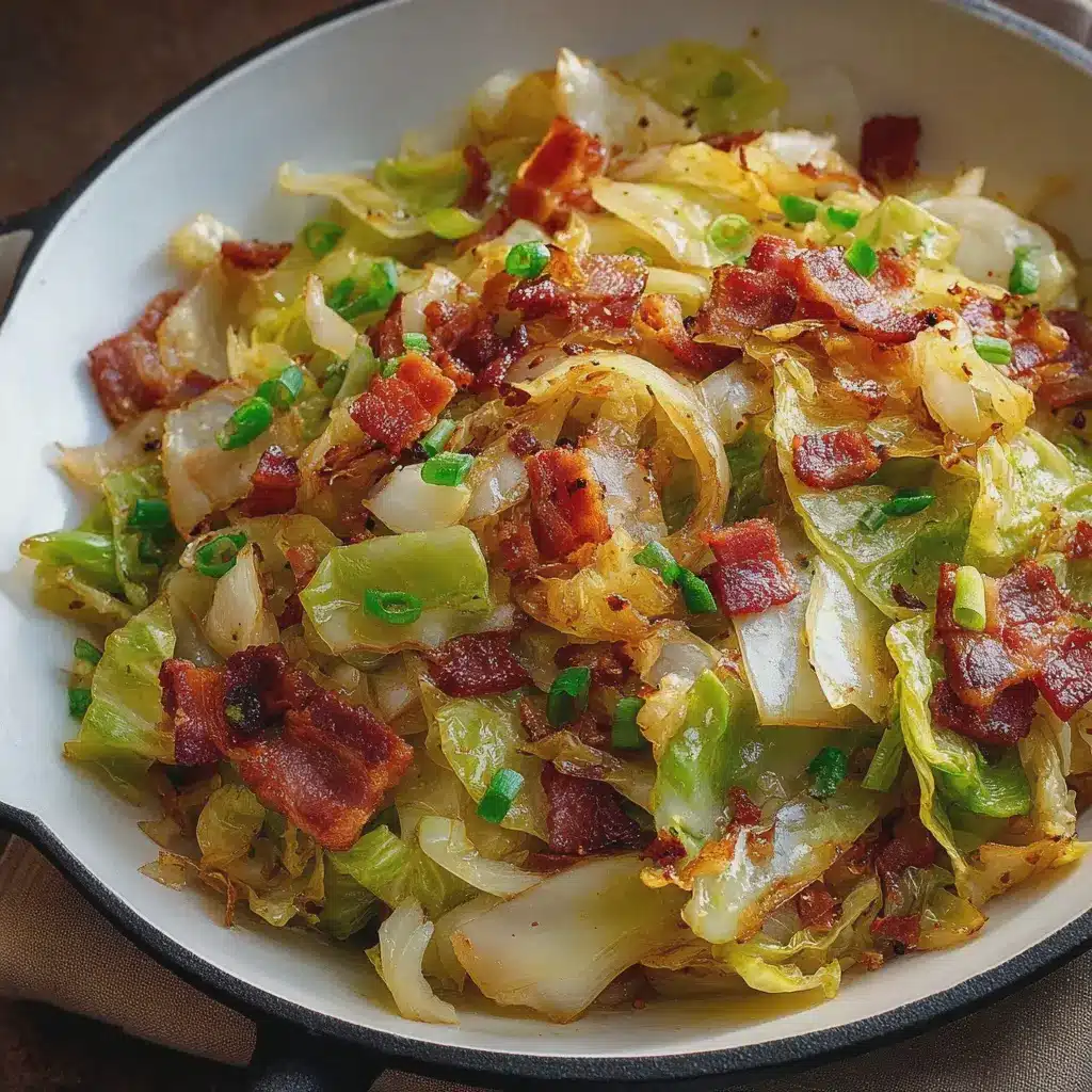 Fried Cabbage with Turkey Bacon, Onion, and Garlic