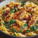 Asiago Chicken Pasta with Sun-Dried Tomatoes, Spinach, Garlic, and Paprika in 30 Minutes!