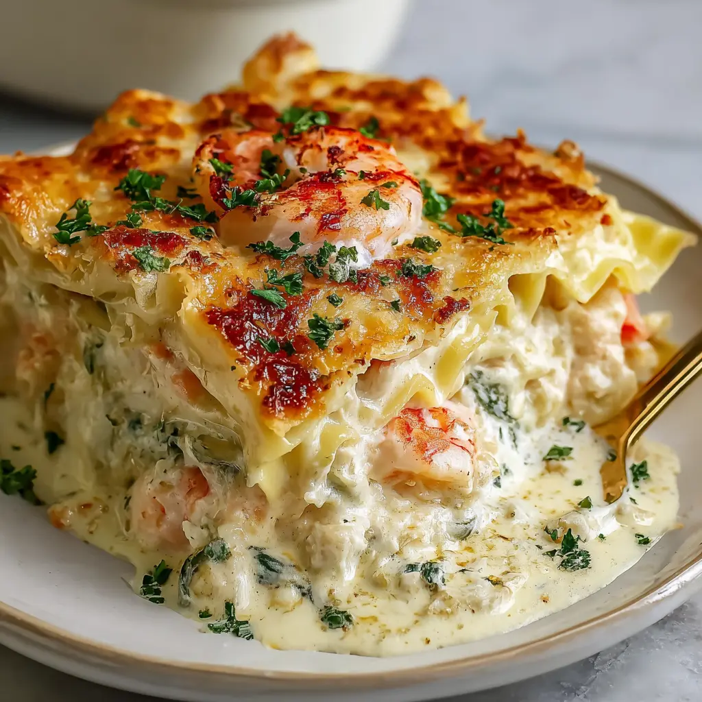 Creamy Seafood Lasagna Bake