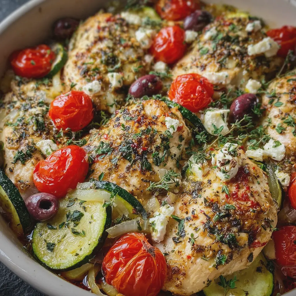 Mediterranean Chicken Zucchini Bake
