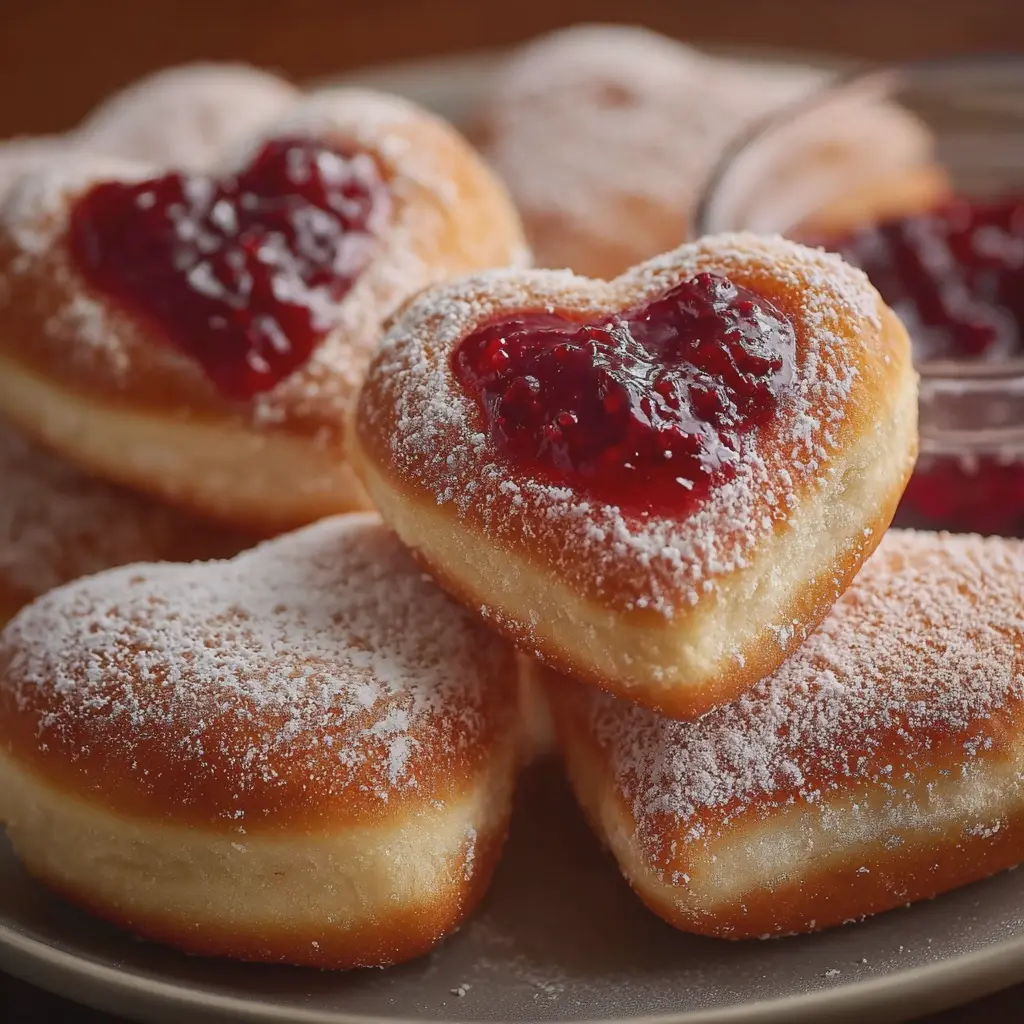 Heart-Shaped Jam Filled Donuts