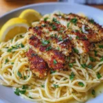 Crispy Lemon Garlic Chicken Spaghetti