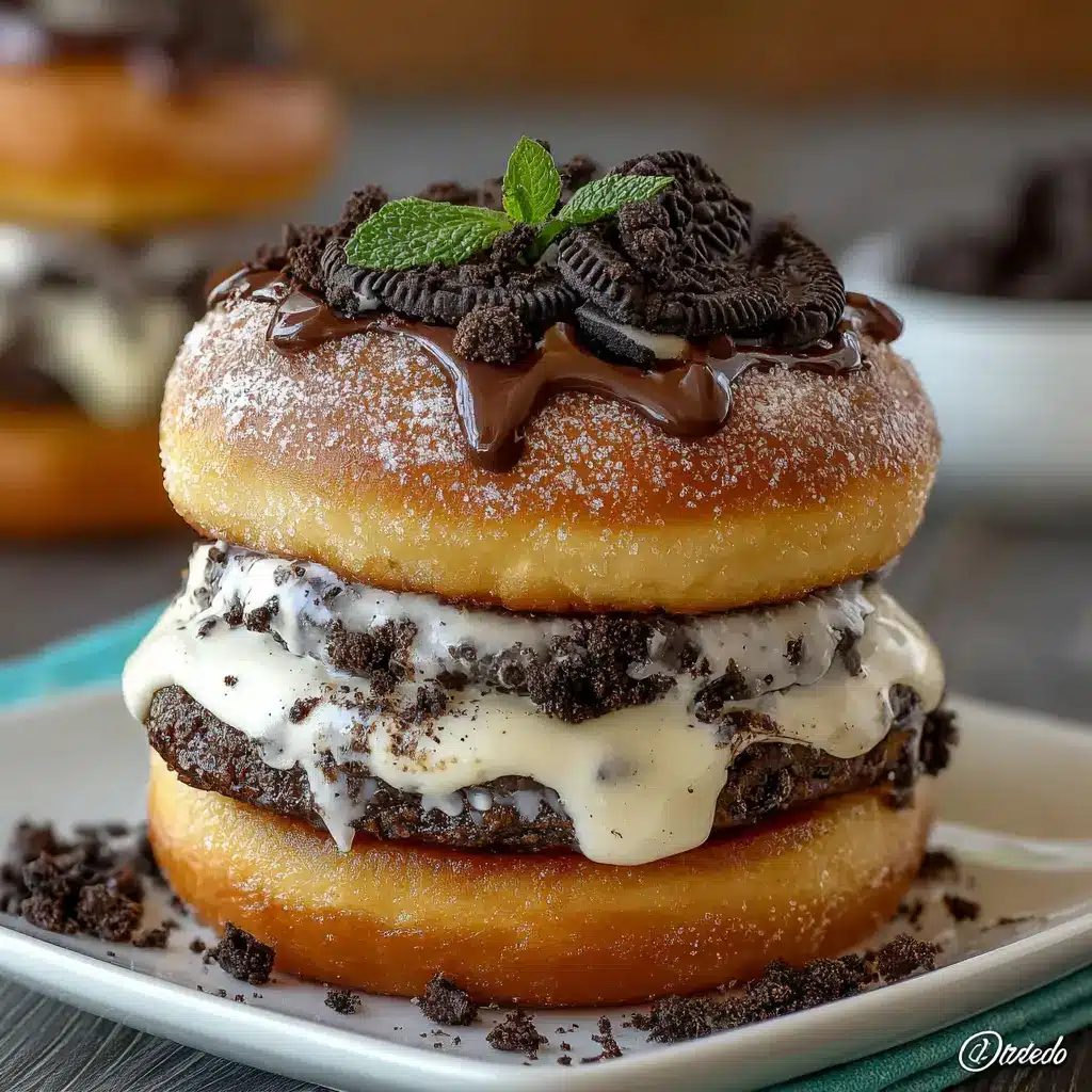 OREO CHEESECAKE STUFFED DONUT BURGER