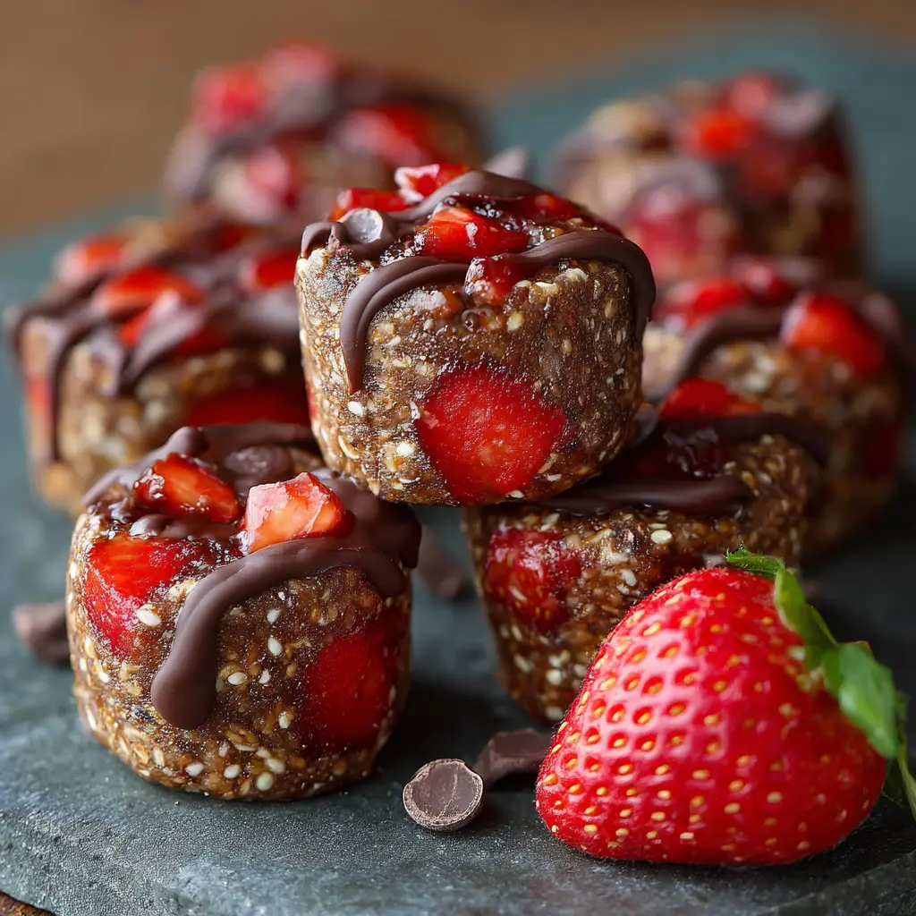 No Bake Strawberry Chia Chocolate Bites