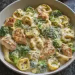 Creamy Chicken Tortellini with Mozzarella Garlic Broccoli Cream