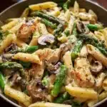 Creamy Mushroom Asparagus Chicken Penne