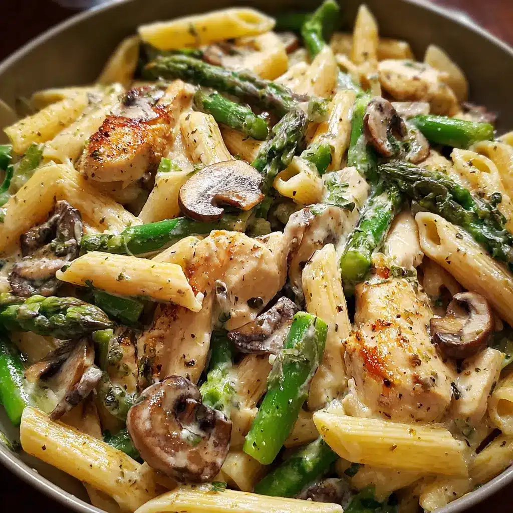 Creamy Mushroom Asparagus Chicken Penne