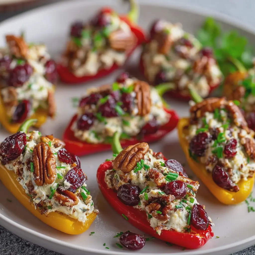 Cranberry Pecan Cream Cheese Stuffed Mini Peppers