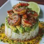 Honey Lime Shrimp & Avocado Rice Stack