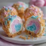 Crispy Cotton Candy Cheesecake Bombs