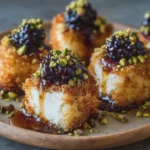 Feta Cheese Bites with Pistachio Crunch & Warm Blackberry Honey