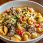 Crockpot Creamy Rotel Beef & Shells