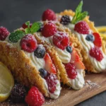 Lemon Berry Cheesecake Tacos with Crunchy Sugar Shells