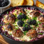 Blackberry Jalapeño Cream Cheese Meatball Dip