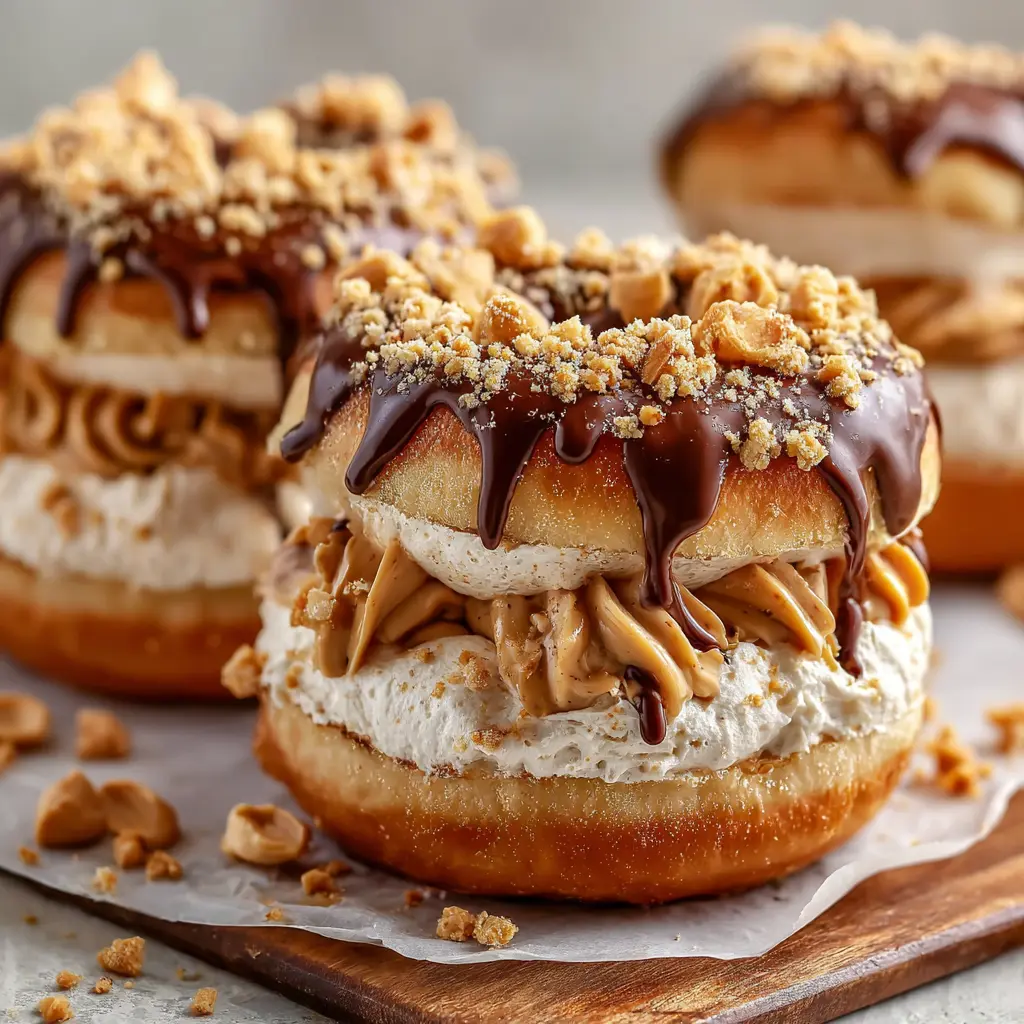 Peanut Butter Cheesecake Donut Sandwiches