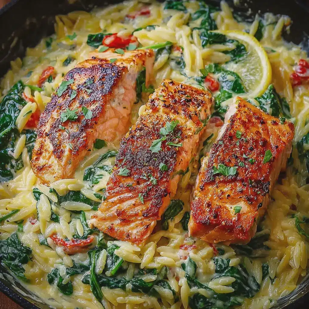 Creamy Salmon & Spinach Orzo