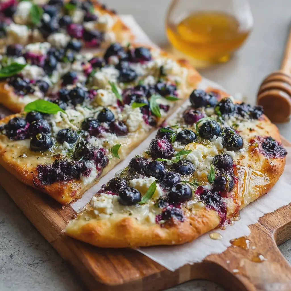 Blueberry Feta Flatbread with Hot Honey