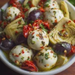 Marinated Mozzarella Balls, Artichokes, and Olives