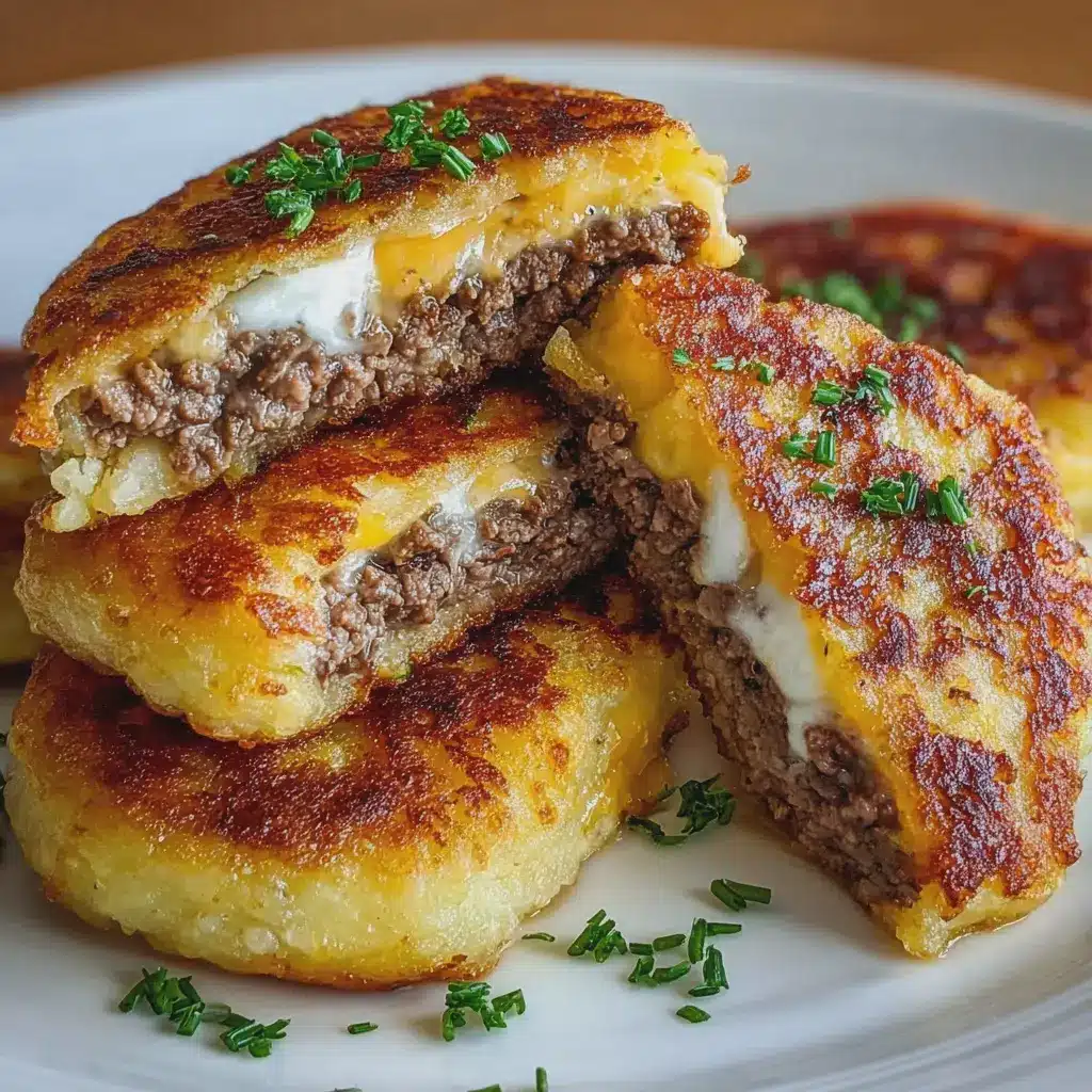 Crispy Stuffed Potato Pancakes with Beef & Cheese