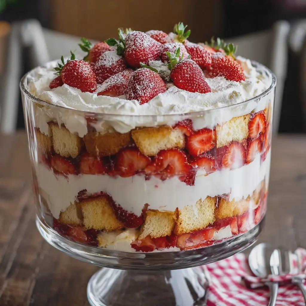 Strawberry Angel Food Cake Trifle