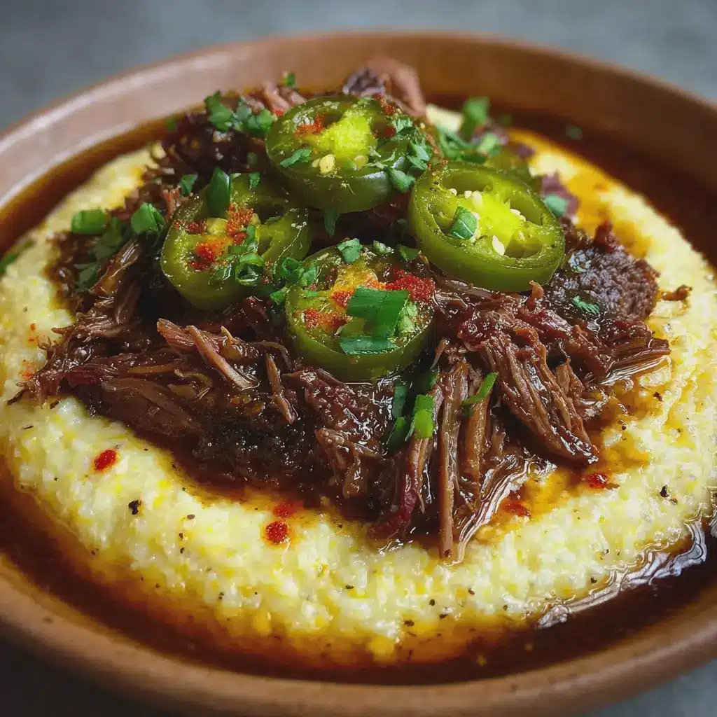 Mississippi Pot Roast with Creamy Jalapeño Cheddar Grits