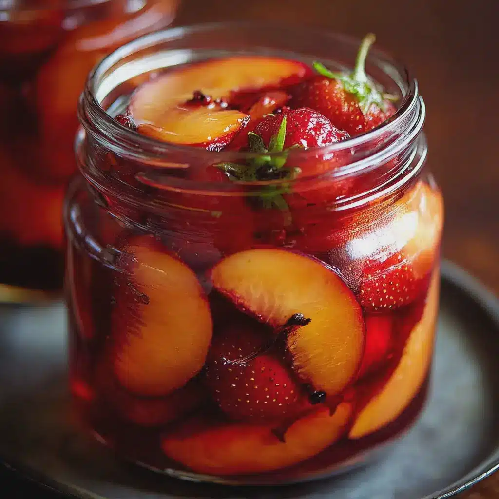 Vanilla Bean Pickled Strawberry Peaches