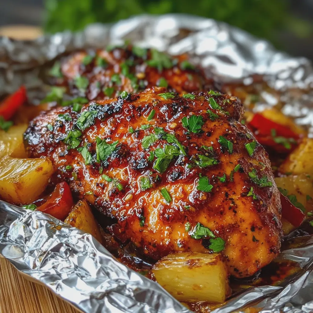 Foil Packet Hawaiian BBQ Chicken